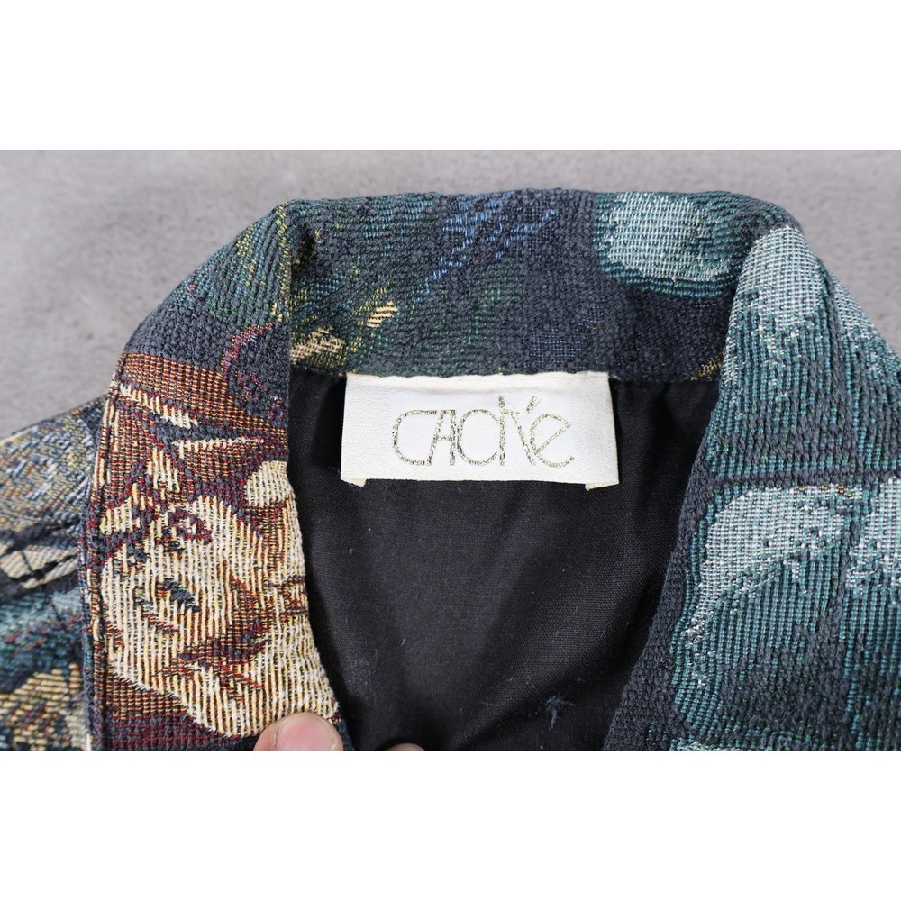 Cave‎ Jacket Womens Medium Multicolor Tapestry Movie Print Button Front Retro - Picture 6 of 7